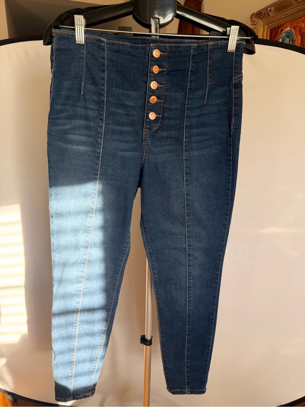 Energie High-Rise Dark Blue Jeans with Button Fly